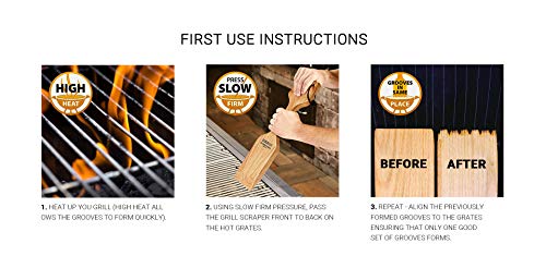 Hombae Wood Grill Scraper (20" Full Size) - Perfect BBQ Accessory for Cleaning Any Grill, Red Oak, Made in USA - Thumbnail 2
