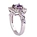 Emsione 925 Sterling Silver Plated Created Amethyst Princess Cut CZ Halo Wedding Engagement Anniversary Statement Eternity Ring