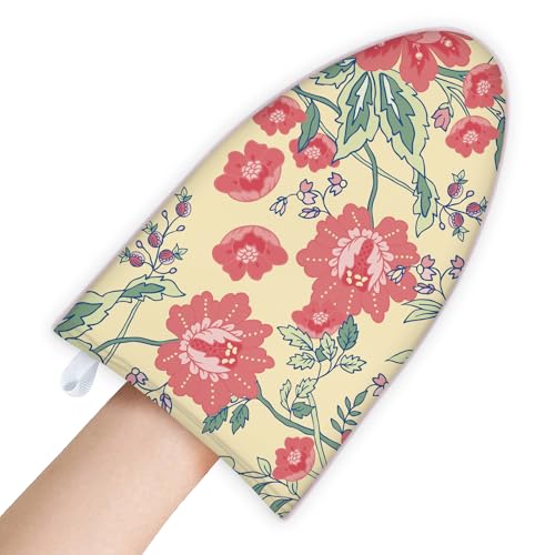 Garment Steamer Ironing Glove with Finger Loop, Heat Resistant Waterproof Ironing Mitt for Heat Resistan Handheld Steamer, Garment Steamer Accessories for Clothes,Floral Farmhouse