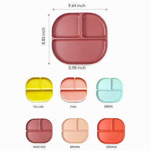 Shopwithgreen-Bamboo-Kids-Divided-Plates-Set-3-Pack-Reusable-Toddler-Compartment-Plates-Baby-Dishes-tableware-BPA-free-Dishwasher-Safe-Healthy-Dinner-Plates