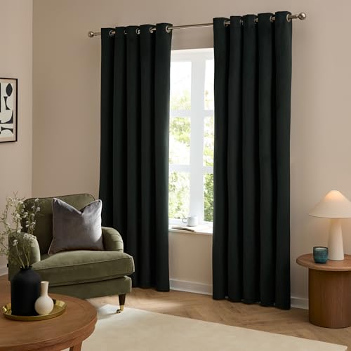 furn. The Ultimate Velvet Eyelet Curtains (Black-229x229cm)