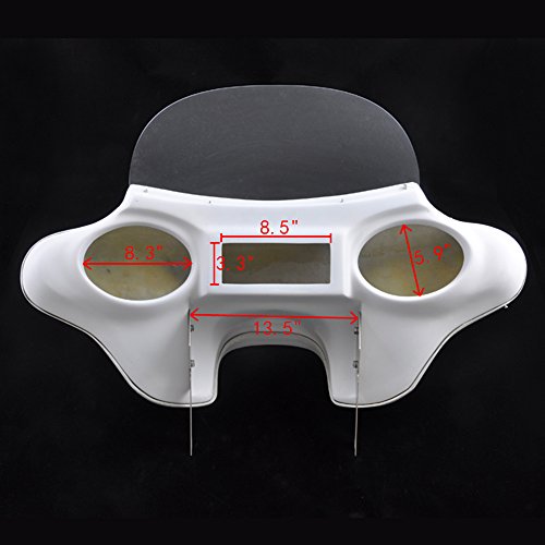 Wotefusi Motorcycle Detachable Batwing Front Head Fairing Bodywork 6x9 White Windscreen Windshield For Harley Davidson Road King 1994-1999 2000-2007 2009-2013 Unfit Police Version