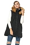 Orolay Women's Winter Long Down Vest with Faux Fur Trimmed Hood Casual Zip up