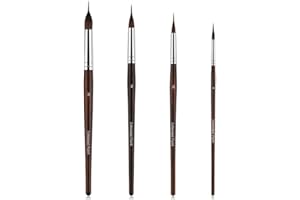 OLurkthu Synthetic Watercolor Brushes 4Pcs Extended Point Brushes Professional Extra Long Pinhead Brush for Fine Detailing