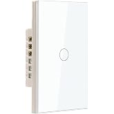 TOZENVAN 20A Smart Light Switch,Need Neutral Wire,White 1 Button | 4.65 X 2.83 X 1.34 Inches,20A,2.4GHz Wi-Fi Only,App Control,Voice Control,Tempered Glass Panel