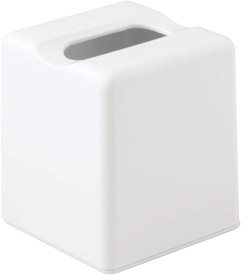 mDesign Modern Square Plastic Paper Facial Tissue Box Cover Holder for Bathroom Vanity Countertops, Bedroom Dressers, Night Stands, Desks and Tables - 2 Pack - White: Home & Kitchen