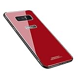Samsung Galaxy Note 8 Case,Luhuanx Note 8 Glass Case,Tempered Glass Back Cover + TPU Frame Hybrid Shell Slim Case for Note 8,Galaxy Note 8 Red Case, Anti-Scratch Anti-Drop (Red)