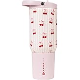 HydroJug Sport - Stainless Steel Tumbler with Straw, Vacuum Insulated, 20oz Leakproof Water Bottle, Ergonomic Design, Reusable, Dishwasher Safe, Rubber Base, Durable for Gym or Outdoors, Sweet Cherry