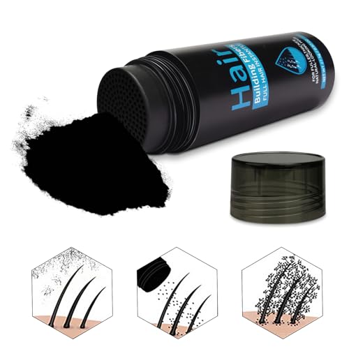 moulis Hair Fibers With Applicator, Hair Strengthening Natural Keratine, Hair Building Hair, Densifier Fiber Powder Spray for (Black)