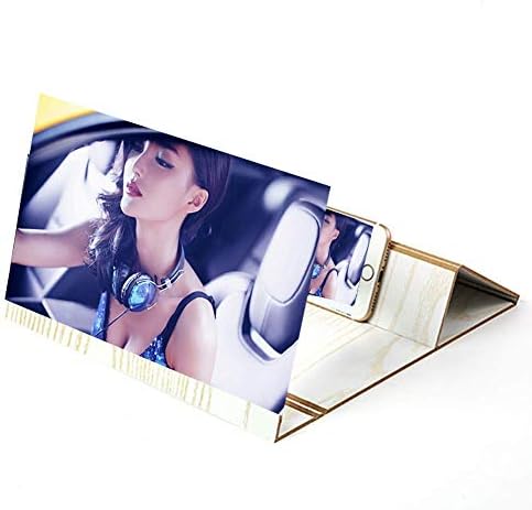 Qys 3D Mobile Phone Screen Stereoscopic Projection Magnifier Amplifying 12 Inch Desktop Wood Bracket Wooden Foldable Phone Holder HD Movie Video Stand for All Smartphone
