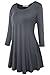 JollieLovin Womens Plus Size 3/4 Sleeve Tunic Tops Loose Fit Casual Swing Basic T Shirt to Wear with Leggings Deep Gray