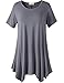 LARACE Lanmo Womens Swing Tunic Tops Loose Fit Comfy Flattering T Shirt (L, Deep Gray)