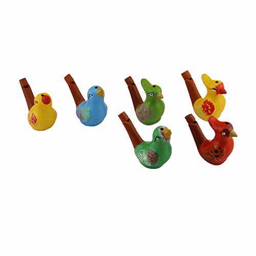 INNODEPT12 Ceramic Bird Warbler Water Whistle Clay Ocarina Kids Bath Time Gifts Set of 6