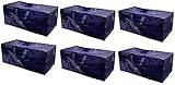 Earthwise Storage Bags Extra Large Heavy Duty Reusable Moving Totes w/Zipper Closure Backpack Carrying Handles - Compatible with IKEA Frakta Hand Carts Boxes Bin (Pack of 6)