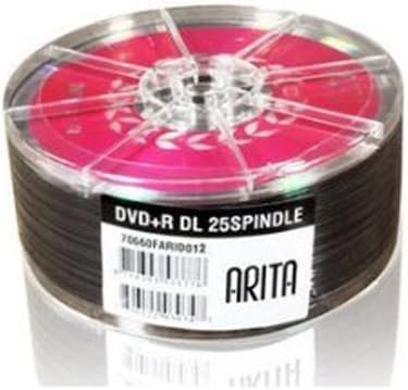 Arita Ritek 8x Pink Top Dual Layer DVD+R Pack Of 25