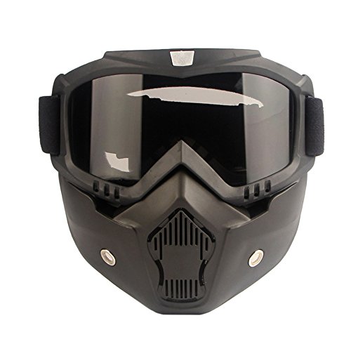 ECLEAR Smoke Motorcycle Goggles Face Mask Detachable Anti-Fog UV Protect Padding Helmet Sunglasses for Harley Street Dirt Bike ATV Cruiser Snowmobile