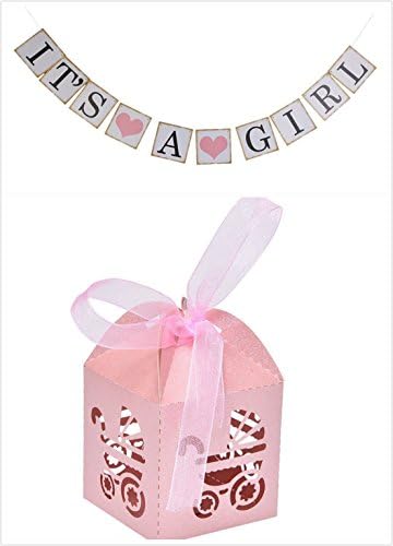Girl Baby Shower Decorations Birthday Party Favors Boxes and Banner