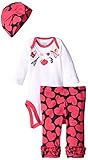 Gerber Baby-Girls Newborn 3 Piece Bodysuit Cap and Legging Set, Necklace, 18 Months