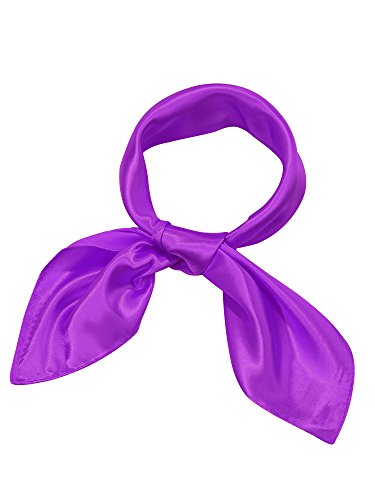 Satinior Chiffon Scarf Square Handkerchief Satin Ribbon Scarf for Women Girls Ladies, 23.6 by 23.6 Inch (Purple)