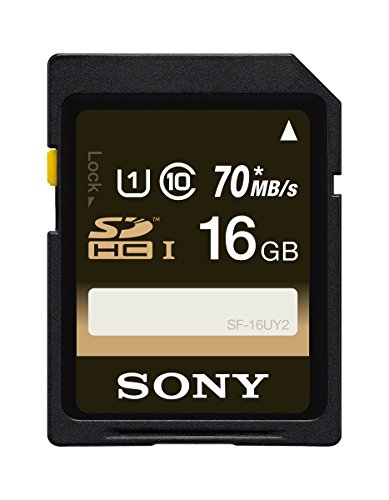 Sony 16GB Class 10 UHS-1 SDHC up to 70MB/s Memory Card (SF16UY2/TQ)[NEWEST VERSION]