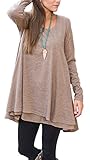 Floral Find Women Long Sleeve Blouse Layered Scoop Neck Tunic Loose Fit Top,Brown,X-Large