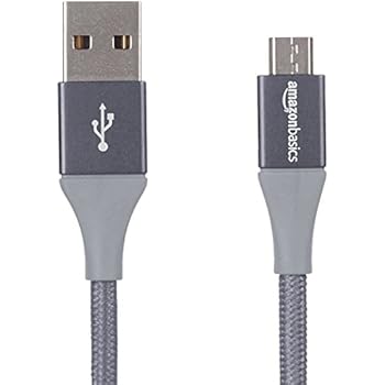 AmazonBasics Double Braided Nylon USB 2.0 A to Micro B Charger Cable | 10 Feet, Dark Grey