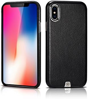 XOOMZ iPhone X Leather Case, Litchi pattern Leather Transformers back cover for Apple iPhone 10 5.8 Inch (Black)