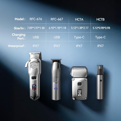 Jack & Rose Hair Clippers Men and Trimmer Set,Cordless Clippers for Men Haircut,Beard Trimmer and Shaver,Professional Grooming kit/Barber Kit for Nose,Body