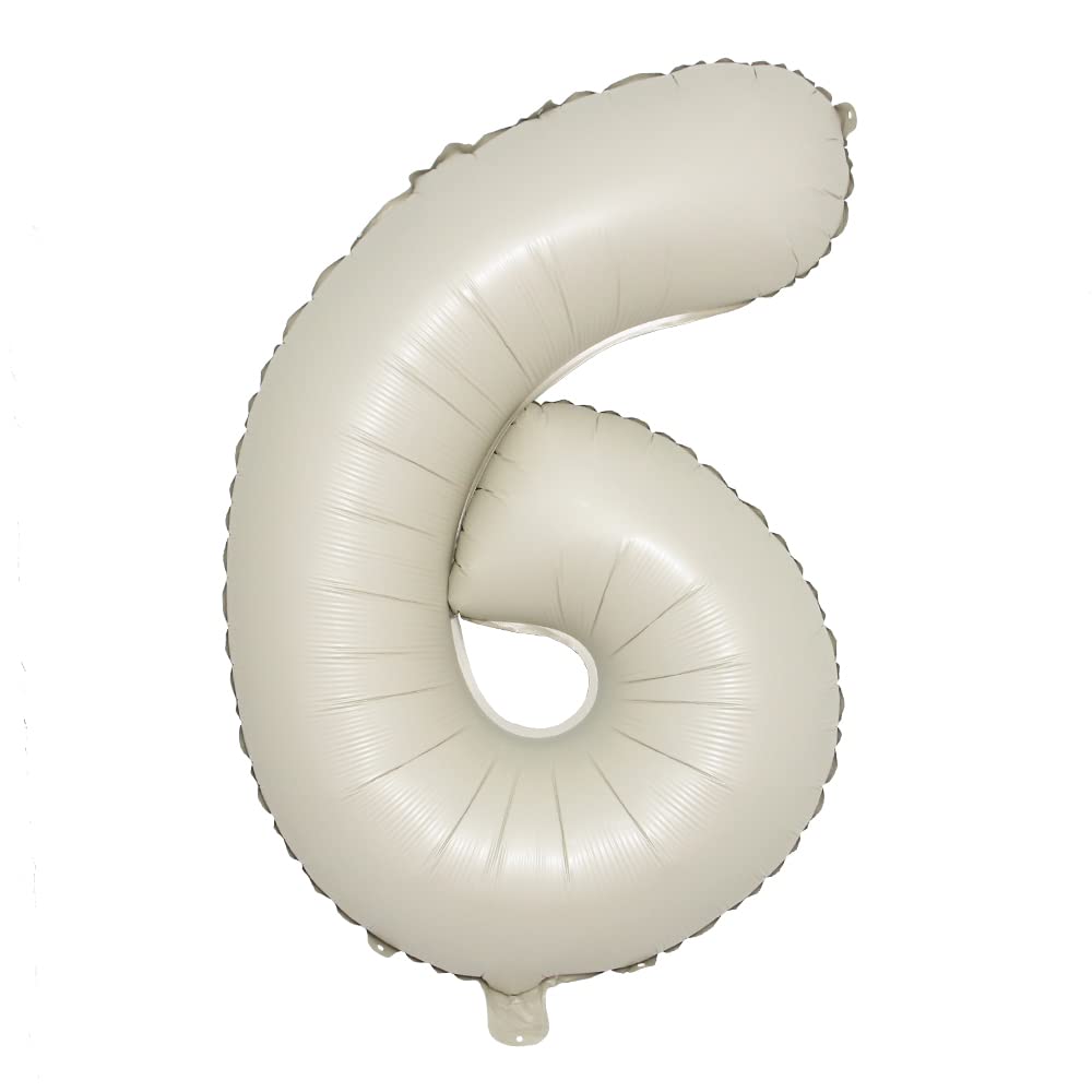 Photo 1 of 32 inch Cream Color Number Balloons 0-9 Large Digital Foil Helium Ball Girl Kids Adult Happy Birthday Party Decoration Wedding (32 inch Cream 6)