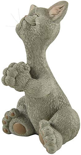 Whimsical Grey Cat Praying Figurine Cute Collectible - Happy Cat Collection - Cat Lover Gifts for Women, Cat Lover Gifts for Men, Cute Cat Gifts, Cat Office Desk Accessories, Cat Desk Decoration