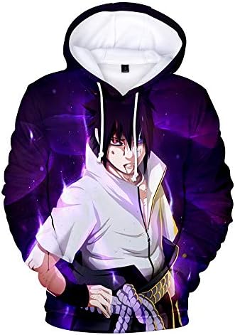 Ywfzzxs Unisex 3D Hoodies Sweatshirts Hd Digital Printed Long Sleeve Big Pockets Pullover Naruto Uchiha Sasuke