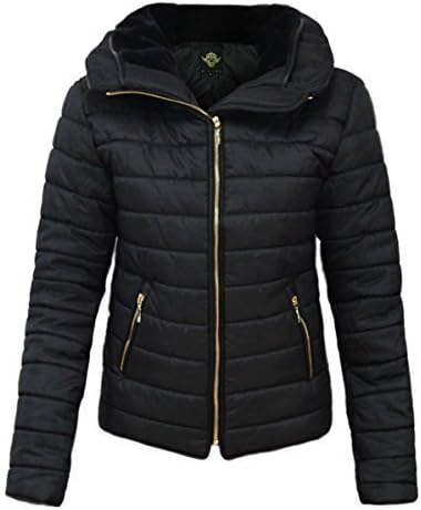 GLAM COUTURE NEW LADIES WOMENS QUILTED PADDED PUFFER BUBBLE FUR COLLAR WARM THICK JACKET COAT