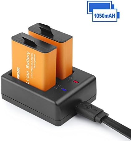 CAMKONG 2 x 1050mAh Rechargeable Action Camera Battery With USB Dual Battery Charger for AKASO/APEMAN/FITFORT/ODRVM/SOOCOO/Lightdow/Campark/WiMiUS/Pictek/Vtin/EKEN/Cymas/Vikeepro/Amuoc 4K Sports Camer