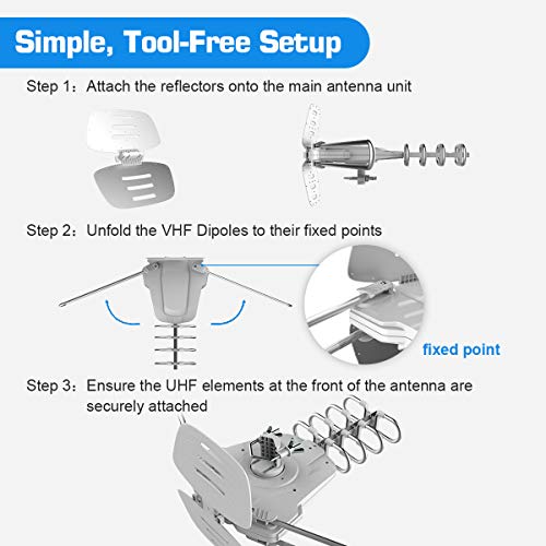 4 TV+Antenna+Pre+Assembled+Motorized+Amplified