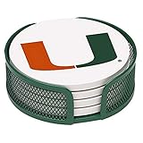 Thirstystone VUMIA-HA26 Stoneware Drink Coaster Set with Holder, University of Miami