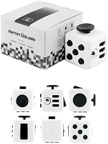 FAVTOY ISLAND - 6 Way Fidget Stress Relief Cube, Anxiety Reduction Toy Cube for Adults and Children - White and Black