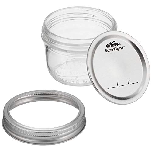 Kerr Wide Mouth Half-Pint Glass Mason Jars 8-Ounces with Lids and Bands 12-Count per Case (1-Case)