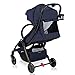 Beberoad R2 Ultra Compact Lightweight Travel Folding Baby Newborn Stroller with Waterproof Canopy and All Wheels Suspension, Jeans Blue