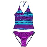 YiZYiF Big Girl's Youth Tie-Dye Swimwear Tankini Halter 2 Pieces Bathing Suit