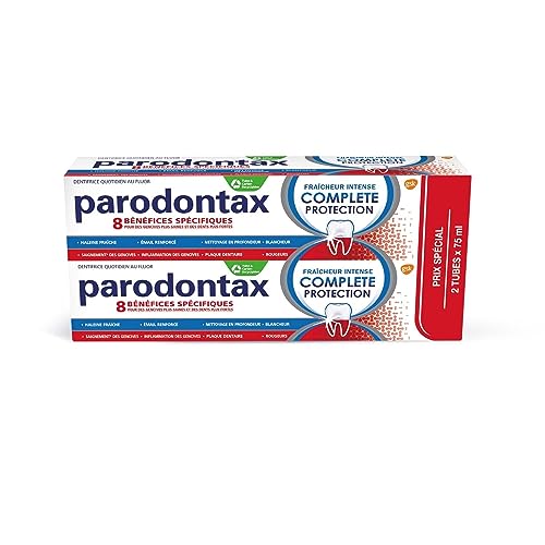 Dentifrice Complete Protection Fraîcheur Intense, 8 Bénéfices, Contre le Saignement Occasionnel des Gencives, Format Bitube (2 x 75 ml)