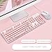 OFNMD Cute Pink Punk Wired Keyboard Mouse Computer Set Home Office Typing Esports Game Backlight Round Key Retro (Color : Girl Pink)thumb 1
