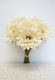 Sweet Home Deco 13'' Silk Artificial Gerbera Daisy Bouquet (W/ 7stems, 7 Flower Heads), Home/wedding Decorations (Cream)