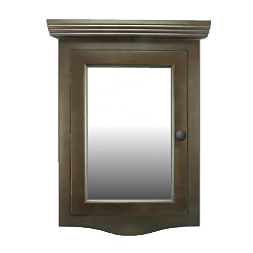Corner Medicine Wall Mount with Mirror Dark Oak Hardwood with