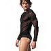 YiZYiF Men's Mesh Sheer T-shirt Top Transparent Long Sleeve Slim Fit Undershirt Black X-Large
