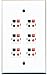 RiteAV 6 Port Speaker Jack Single Gang Wall Plate for Home Theater - White