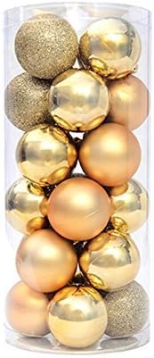 Chunlin 24pcs 4cm Round Christmas Balls Pine Cones Baubles XMAS Tree Ornament Decoration (Gold)