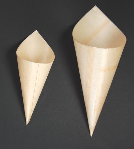 Disposable Wooden Cone, 1 Pack - 7-1/2" Tall, 3" Diameter Top Opening: 50 Pcs