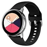 NAHAI Compatible Galaxy Watch Active Band, Soft Silicone Replacement Watch Band Sport Strap Waterproof Wristband Compatible Galaxy Watch Active Smartwatch, Small, Black
