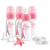 Dr. Brown's Options Slow Flow Bottle Set for Breastfed Baby, 4 Ounce, Pink