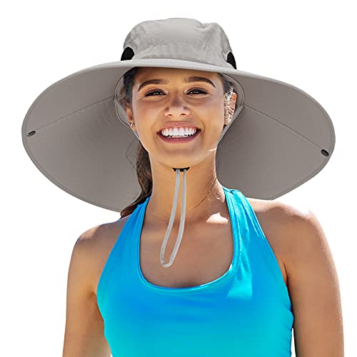Leotruny Women Super Wide Brim Sun Hat UPF50+ Waterproof Straw Hat for